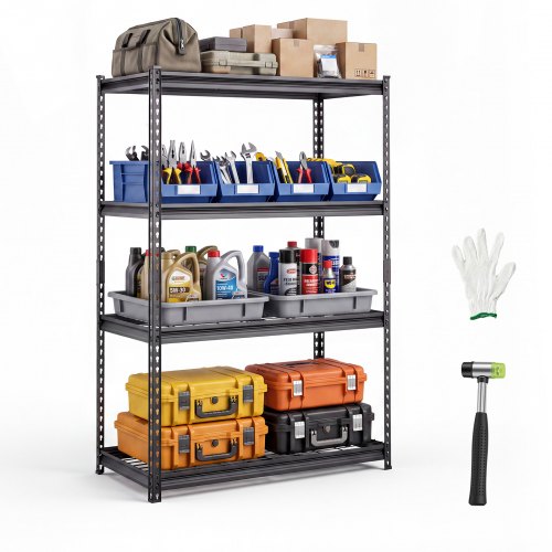 Rack de garage renforcé, 4 niveaux, 900 kg, acier thermolaqué